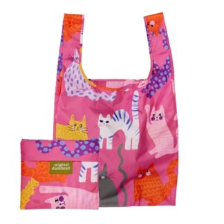 Original Duckhead foldbar shopping bag - Fuchsia Arty Cats