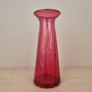 Antikt rosa / lyserødt mundblæst hyacintglas med bølget bund - 19cm