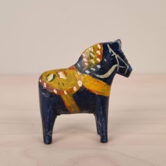 Gammel blå Dalahest - håndskåret - 4,5 cm