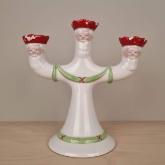 Gustavsberg - "Jul" - Trearmet lysestage med julemænd - 23cm