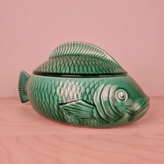 Sarreguemines, grøn terrin udført som fisk - 32cm